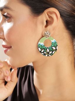 Priyaasi - Green Floral Drop Earrings