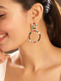 Priyaasi - Multi-Color Gold Plated Crystal Drop Earrings