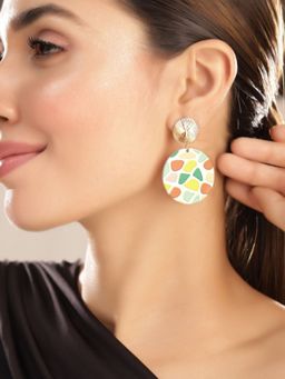 Priyaasi - White Multi-Color Floral Drop Earrings