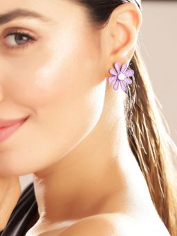 Priyaasi - Lavender Floral Stud Earrings
