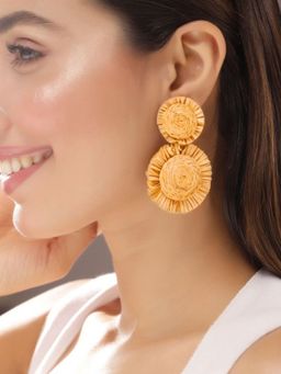 Priyaasi - Gold Plated Floral Drop Earrings