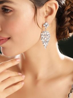 Priyaasi - Silver Plated Crystal Drop Earrings