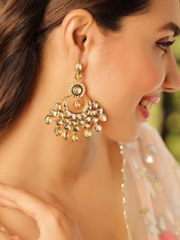 Priyaasi - Gold Plated Kundan Chandbali Earrings