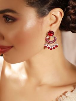 Priyaasi - Gold Plated Pink Stone Chandbali Earrings
