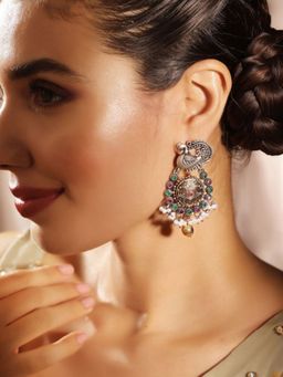 Priyaasi - Silver Plated Oxidized Drop Earrings