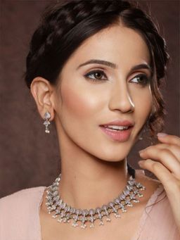 Priyaasi - Silver Plated Pink Jewellery Set