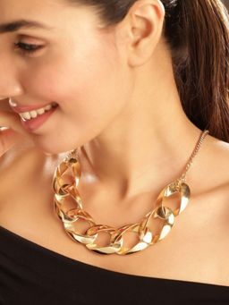 Priyaasi - Gold Plated Brass-Solid Necklace