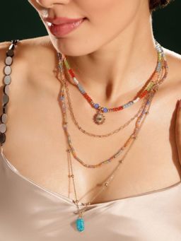 Priyaasi - Rose Gold Plated Beaded Necklace