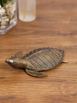 HomeTown - Tirth Brass Dokra Sitting Musician Figurine By Arooti