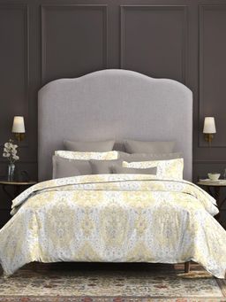 MYTRIDENT - Nectarsoft Printed Bedsheet 300 Tc 100% Cotton - Bernice Yellow (King)