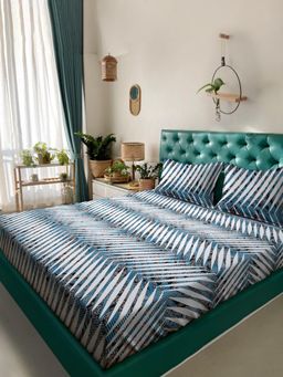 HOSTA HOMES - 280 Tc Mixed Cotton King Size Fitted Bed Sheet with 2 Pillow Covers