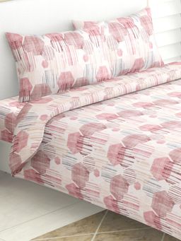 Haus & Kinder - Modern Maze Red 186 Tc 100 % Cotton Double Printed Bedsheet (Queen)
