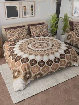 Cortina - Luxurious Brown Microfiber Queen Bedsheet Set Premium 140 Tc with 2 Pillow Covers
