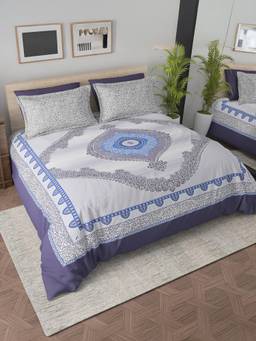 Cortina - Luxurious Blue Microfiber Queen Bedsheet Set Premium 140 Tc with 2 Pillow Covers