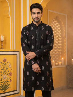 Jompers - Black Silk Embroidered Kurta