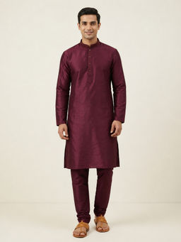 EKATVA ETHNIC - Wine Art Silk Plain Kurta With Pant