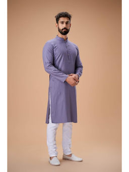 EKATVA ETHNIC - Men Purple Pure Cotton Self Jacquard Kurta with Pyjama