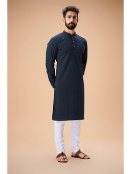 EKATVA ETHNIC - Men Teal Pure Cotton Self Jaquard Kurta with Pyjama