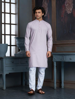 EKATVA ETHNIC - Purple Men Pure Cotton Self Jaquard Kurta With Pyjama