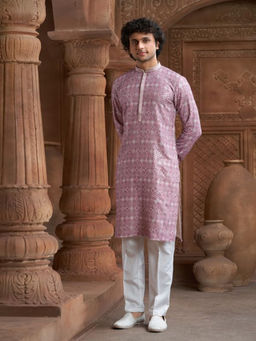 EKATVA ETHNIC - Pink Men Printed Kurta With Pyjama