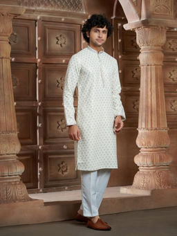 EKATVA ETHNIC - Beige Men Regular Printed Kurta With Pyjama
