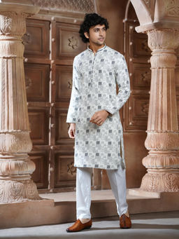 EKATVA ETHNIC - Men Black Rayon Printed Kurta With Pyjama