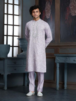 EKATVA ETHNIC - Pink Men Regular Embroidered Kurta With Pyjama