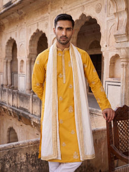 Jompers - Mustard Embroidered Kurta With Dupatta