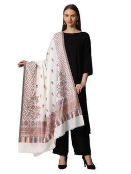 SWI STYLISH - Kashmiri Kani Wool Shawl for Women -White