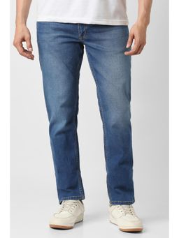 Peter England - Men Blue Mid Wash Jeans