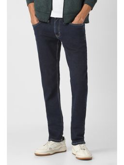 Peter England - Men Navy Blue Mid Wash Jeans