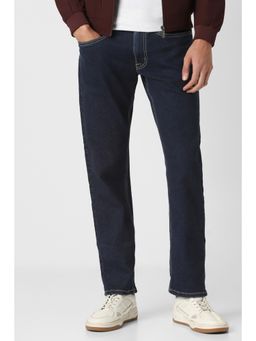Peter England - Men Navy Blue Mid Wash Jeans