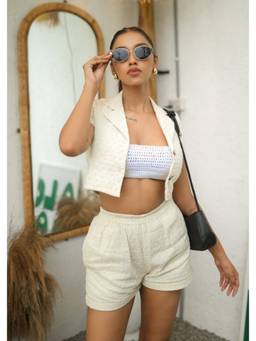 Shubh Shree Studio - Off White Boss Babe Shorts