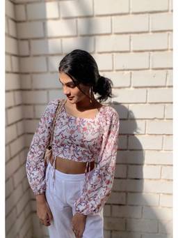 Shubh Shree Studio - Block Printed White Crop Top
