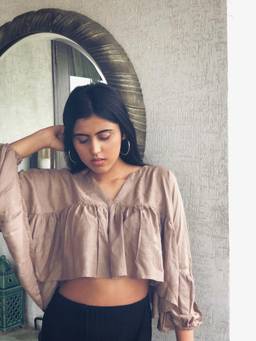 Shubh Shree Studio - Flowy Dropped Shoulder Beige Top