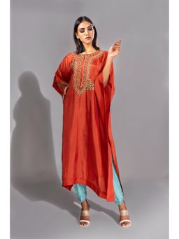 Shruti S - Orange Kaftan with Pant (Set of 2)