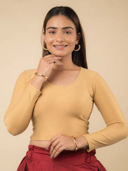 BINDIGASM'S ADVI - Beige Dobby Long Sleeve High Back Neck