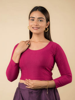 BINDIGASM'S ADVI - Magenta Dobby Long Sleeve High Back Neck