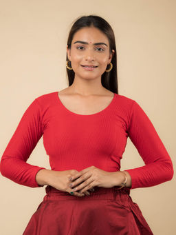 BINDIGASM'S ADVI - Red Dobby Long Sleeve High Back Neck