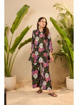 IMANA - Navy Blue Floral Printed Co-Ord Set