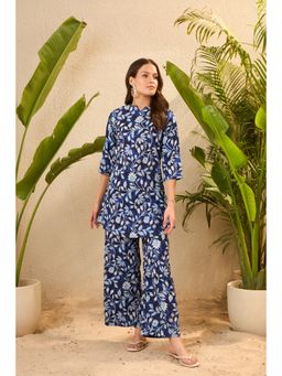 IMANA - Navy Blue Floral Printed Co-Ord Set