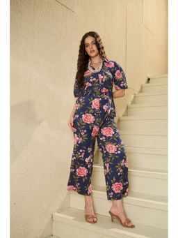 IMANA - Navy Blue Floral Printed Co-Ord Set