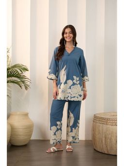IMANA - Blue Floral Printed Co-Ord Set