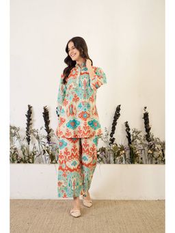 IMANA - Turquoise Printed Ikat Co-Ord Set