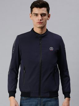 SHOWOFF - Men Casual Solid Navy Blue Jacket