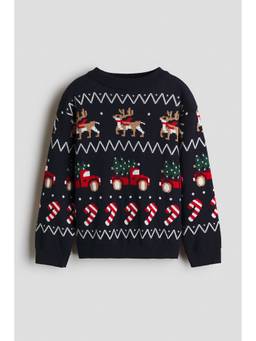 H&M - Boys Black Jacquard-Knit Jumper
