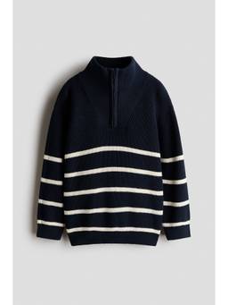 H&M - Boys Navy Blue Zip-Top Cotton Jumper