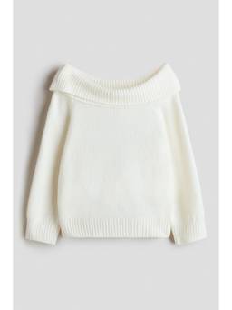 H&M - Girls White Off-The-Shoulder Jumper