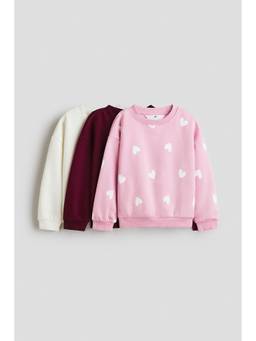 H&M - Girls Multi-Color 3-Pack Brushed-Inside Sweatshirts