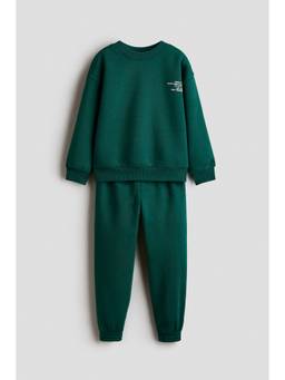 H&M - Boys Green 2-Piece Printed Sweatshirt And Joggers
